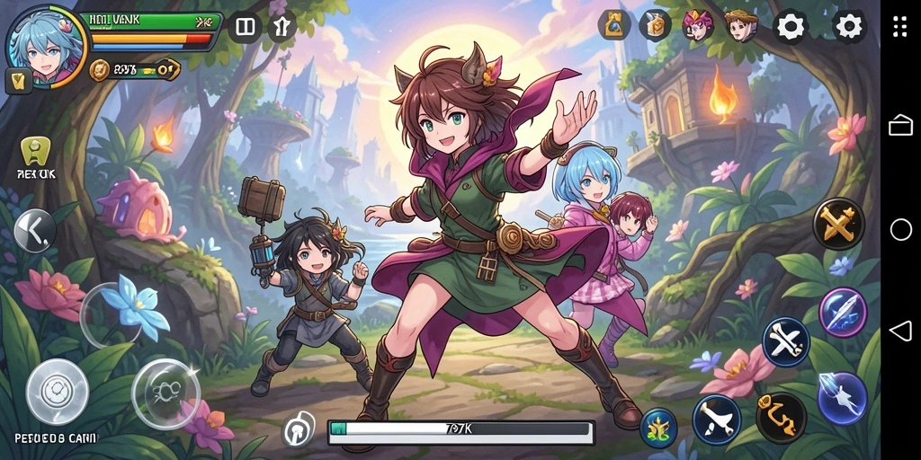 Tampilan gameplay yang mendebarkan dalam dunia Anime.