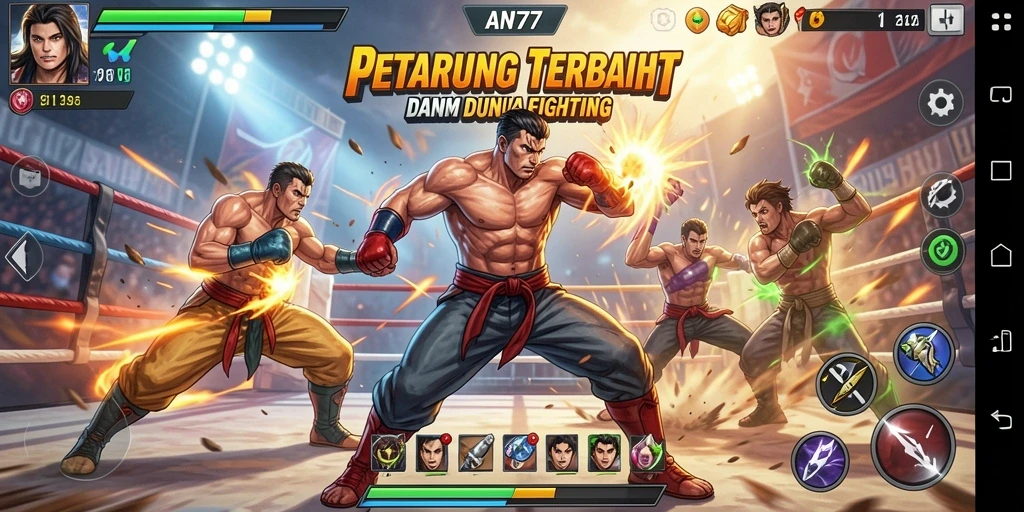Gameplay AN777 menampilkan pertarungan yang seru dan dinamis.