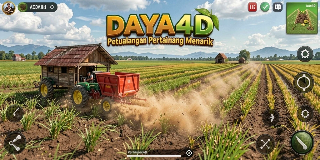 Tampilan layar permainan DAYA4D dengan kebun yang rimbun dan hewan lucu.
