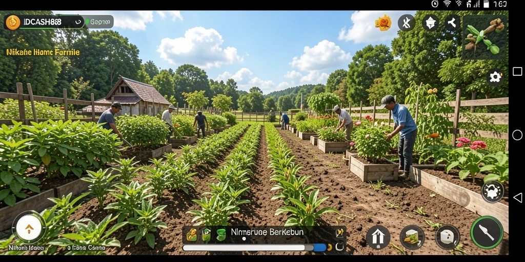 Gameplay seru IDCASH88 saat berkebun dan merawat tanaman.