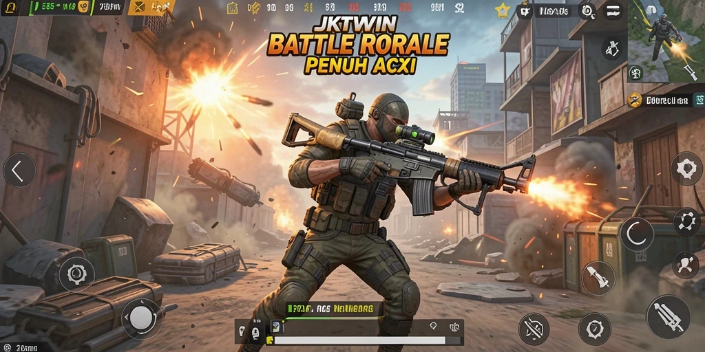 Screenshot gameplay JKTWIN yang menunjukkan aksi pertempuran penuh strategi.