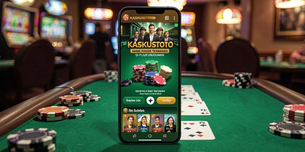 Layar utama gameplay KASKUSTOTO menampilkan suasana Poker yang menegangkan.