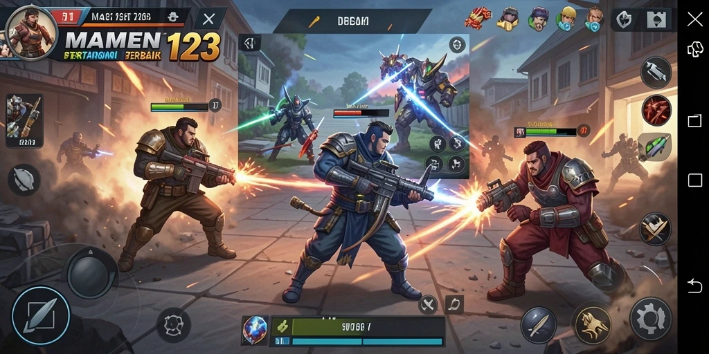 Tampilan gameplay menarik di MAMEN123 dengan pertempuran strategis.