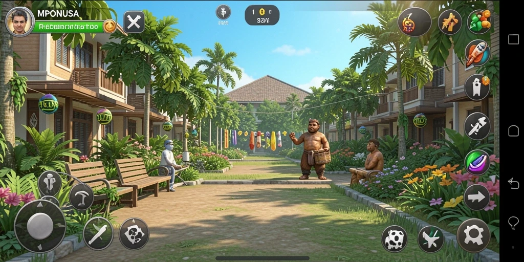 Screenshot gameplay utama MPONUSA dengan visual menarik dan gameplay menyenangkan.