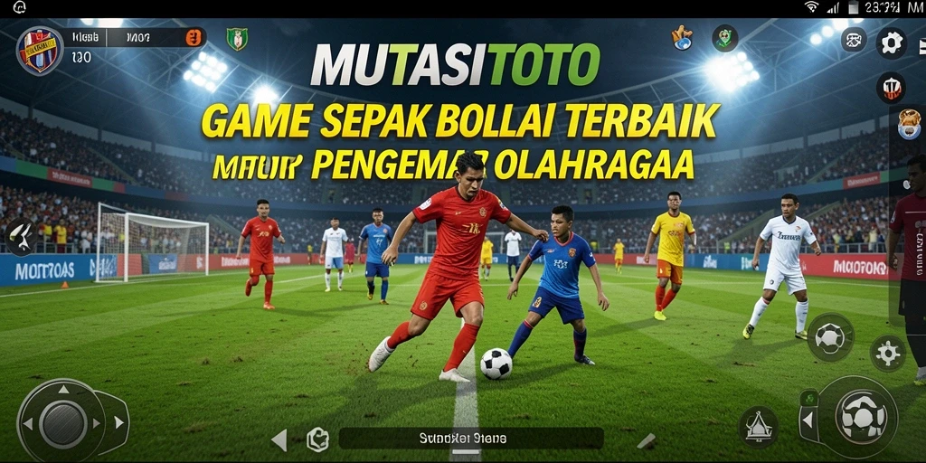 Screenshot utama MUTASITOTO menampilkan aksi seru di lapangan sepak bola.