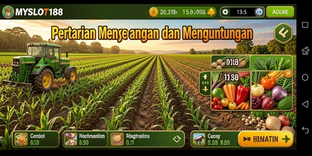 Tangkapan layar MYSLOT188 menampilkan suasana pertanian yang menyenangkan dan interaktif.