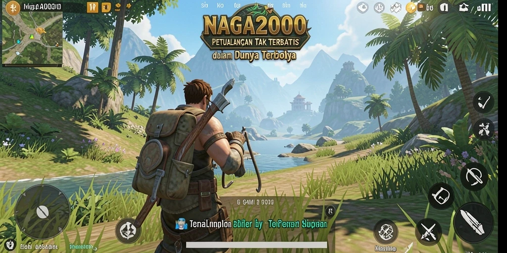 Tangkapan layar gameplay NAGA2000 yang menunjukkan petualangan bebas di dunia terbuka.