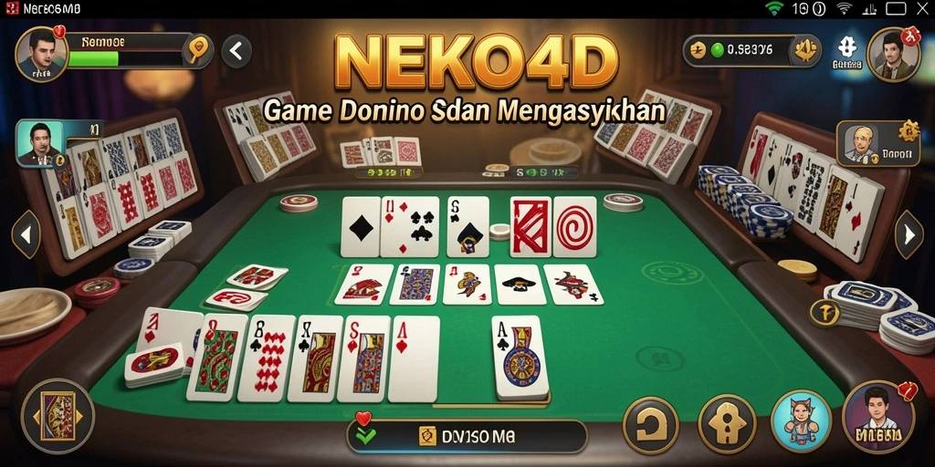 Tampilan gameplay seru dalam NEKO4D yang menampilkan permainan Domino.