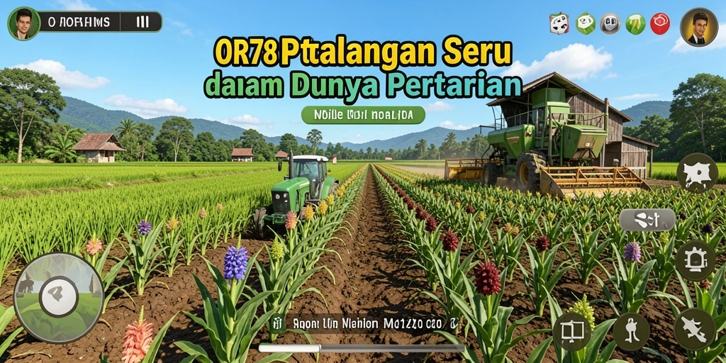 Screenshot permainan ORA78 dengan grafis pertanian yang menawan.