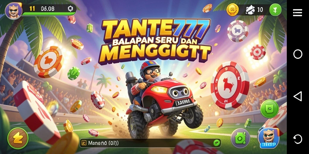 Screenshot TANTE777 menampilkan aksi balap penuh kecepatan.