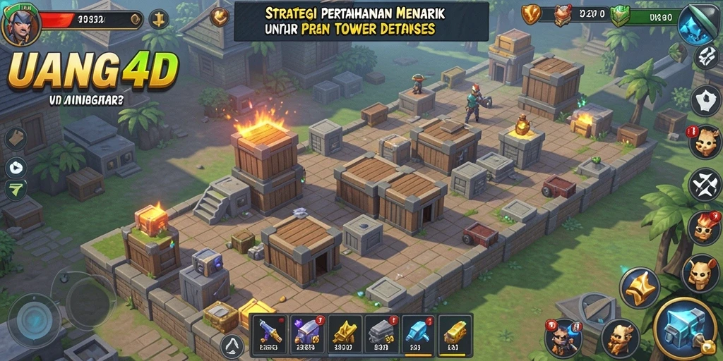 Tangkapan layar permainan UANG4D menunjukkan aksi menegangkan dalam strategi Tower Defense.